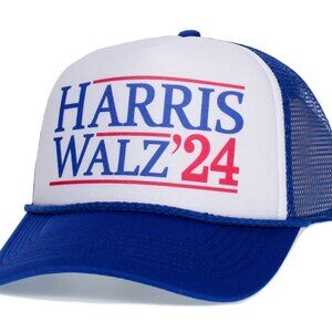 Harris Walz 2024 Presidential Campaign Hat Democrat Cap Adjustable Royal/White